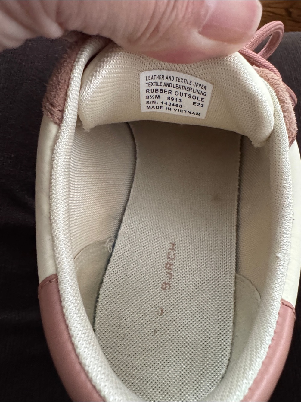Tory Burch vintage Cream and Dusty Rose Mixed-Material Sneakers - Picture 3 of 10